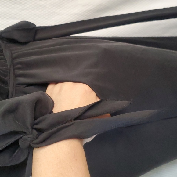 Free People Jumpsuit Black Cold Shoulder Belt V-Neck Wide Leg Size M - Picture 5 of 12